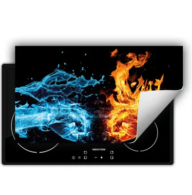 Image de DarHaus Plaque de recouvrement pour cuisinière 90x52 cm Tapis antidérapant Enroulable, noir - Eau - Feur