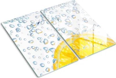 Obrázok produktu pre Sklenená ochranná doska – Kryt varnej dosky – Kryt na indukčnú dosku – 2x30x52 cm – Rýchle čistenie – Tvrdené sklo – Pomaranč a voda