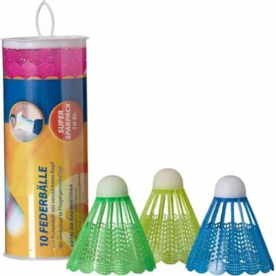 Produktbild von BEST SPORTING Nylon Federball Set I 10 Neon-Federbälle aus Nylon I Badminton Set bestehend aus 10 Bällen I Badminton Bälle mit verstärktem Kopf I Sport-Zubehör