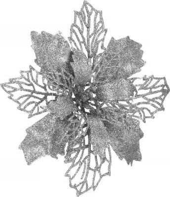 Image de Étoile de Noël avec épine 14 x 16 cm, argentée