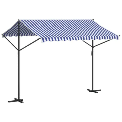 Produktbild von Freistehende Markise Blau und Weiß 300x300 cm Stoff und Stahl