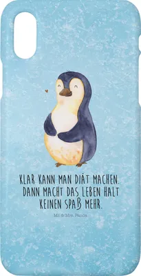 Produktbild von Mr. & Mrs. Panda Iphone 10 Handyhülle Pinguin Diät - Eisblau - Geschenk, Hülle, Handy, Cover, Abnehmen, X, Motivation, Pinguine, Foodbaby