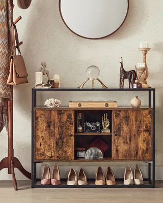Produktbild von VASAGLE Sideboard Küchenschrank, mit Glasoberfläche und offenen Fächern