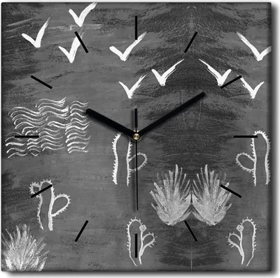 Produktbild von Coloray Uhr auf Leinwand 30x30 cm Wand Uhr Dekoration Wohnzimmer Segeltuch schwarze Hände -Wüstensee.