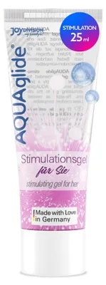 Immagine prodotto di Joydivision Aquaglide gel stimolante 25 ml, è un gel stimolante a base acquosa, ottimizzato per il pH e vegano, solubile in acqua, per momenti intensi