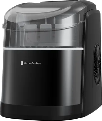 Produktbild von KitchenBrothers - 1.6L - Eiswürfelmaschine - 12kg/24 Std. - Eiswürfelbereiter - Eisschaufel - Tragbar – Selbstreinigungsfunktion - Schwarz