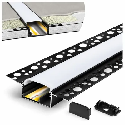 Obrázok produktu pre MasterLED LED profil pre sadrokartón, 2 m, čierna farba, kanál 20 mm, s matnou krycou doskou