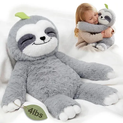 Immagine prodotto di Peluche a forma di bradipo, peso 1,8 kg, ideale per favorire il rilassamento, dimensioni 38 cm