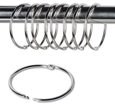 Produktbild von Vorhangringe aus Metall - 20 Stück zum Öffnen - für Duschvorhänge und Gardinenstangen - Silber 25 mm