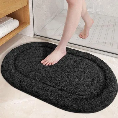 Immagine prodotto di Ibenzoa® Tappetino da bagno in cotone, nero, 40 x 60 cm – assorbente, resistente e antiscivolo