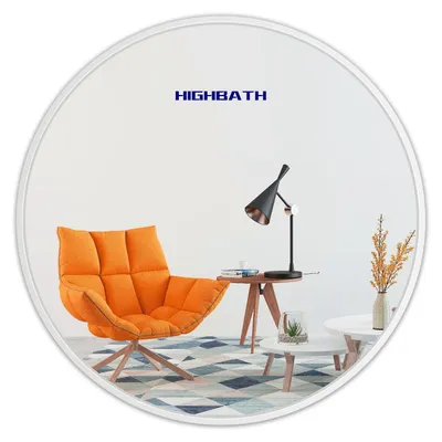 Runder Wandspiegel 60 cm, weißer Metallrahmen, HD-Glas