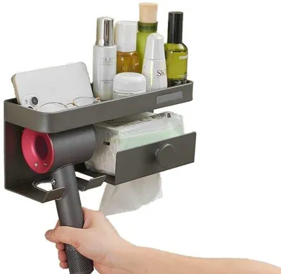 Produktbild von Aluminium Badkamerhoekplank, föhnhouder, toiletrolhouder, Gesichtsreiniger, Tandbürstenschublade, schwarz, boorfrei, Raumausbau