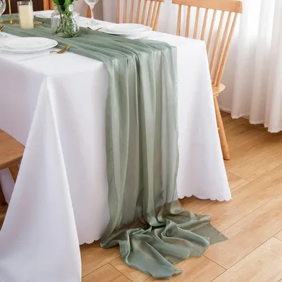 Produktbild von Chiffon Tischläufer Eukalyptusgrün 70 x 300 cm