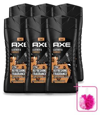 Produktbild von 6 x Axe Collision Leather & Cookies 3-in-1 Douchegel - 250 ml - Sparpackung - 6 Stücke