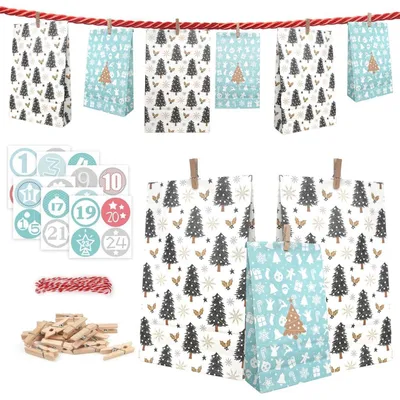 Immagine prodotto di Calendario dell'Avvento 2025, da riempire, con 24 sacchetti regalo a forma di pinguino