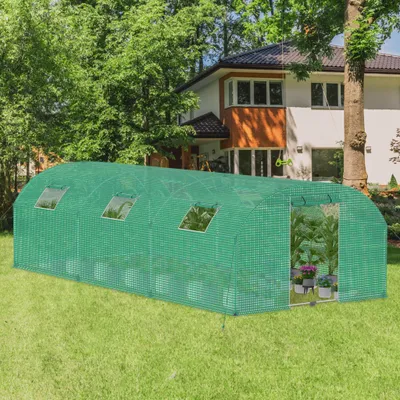 Obrázok produktu pre TRMLBE skleník 3x4x2 m fóliový skleník oblúková strecha skleník na paradajky 12 ㎡ Domček na paradajky s oknom a fóliovým tunelom z HDPE+LDPE+pozinkovanej rúrky