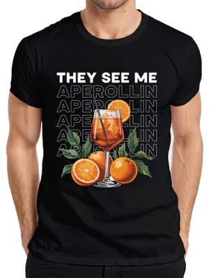 Obrázek produktu pro Vidí mě Aperollin Aperol Spritz Summer Party Booze Mallorca Pánské tričko, černá, M