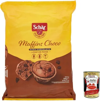 Produktbild von 4x Shar Muffins Gluten Free Choco Cakes mit Schokolade Glutenfrei 260 G + Italian Gourmet Polpa