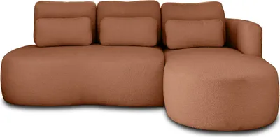 Image de Lisa Design Mahina - canapé d'angle droit - 4 places - convertible avec coffre - en tissu bouclette , Rouille