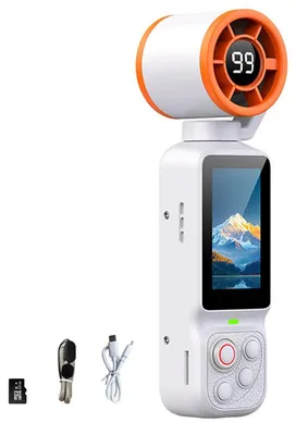 Produktbild von ZELURXX Fächer Gimbal Kamera HD Antivibration, 180° Drehlinse, Porträtfokus, 2000mAh, TF-Karte, Pocket Vlog Actionkamera Weiß