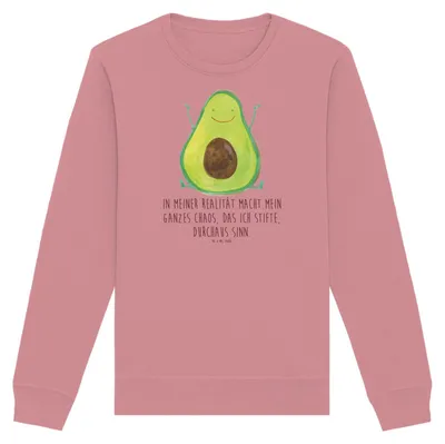 Produktbild von Mr. & Mrs. Panda Baumwoll Pullover Avocado Glücklich Größe L - Canyon Pink - Geschenk, Bio, Frucht, Chaos, Sweatshirt, Pulli, Sweater