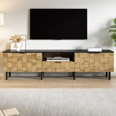 Produktbild von TV-Schrank, TV-Ständer, TV-Lowboard,2-türig mit Schublade, Wohnzimmer Medienkommode,offenes Fach