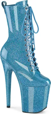 Produktbild von FLAMINGO-1040GP Pleaser Damen High Heels Plateaustiefeletten babyblau Glitter Lack