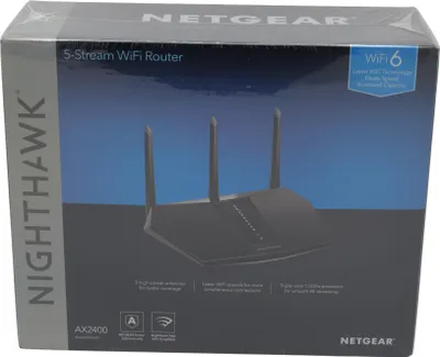 Produktbild von NETGEAR Nighthawk AX/5-Stream AX2400 WiFi 6 Router (RAX30), Wi-Fi 6 (802.11ax), Dual-Band (2,4 GHz/5 GHz), Ethernet/LAN, Schwarz, Tabletop-Router