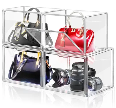 Produktbild von Acryl Aufbewahrungsboxen - Stapelbar - Organizer mit Magnettür - Set von 4