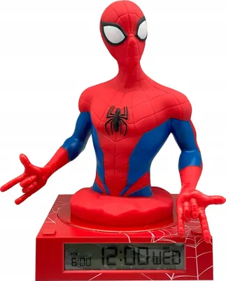 Zdjęcie produktu dla Lampka Nocna z Budzikiem Zegar Data Budzik Ekran LCD Spiderman / SPD3621