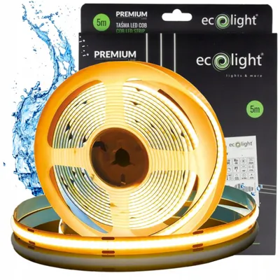 Immagine prodotto di Striscia LED sigillata, monocolore COB, 24V, 12W/metro, 1320 lumen/metro, 3000K, grado di protezione IP67, lunghezza 5 metri