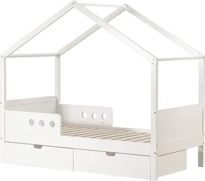 Image de Rebecca Mobili Lit d'enfant Rihan 151x170x86 Pin Blanc Marron Clair Scandinave