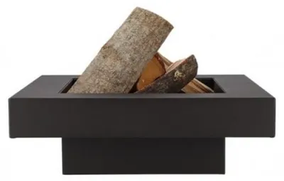 Image de Brasero carré en acier - Noir - L 57,7 x P 57,7 x H 19,2 cm