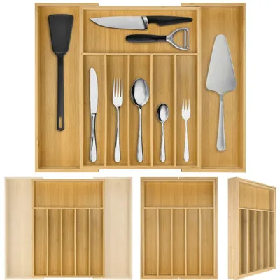 Image de Organisateur de couverts extensible pour cuisine, avec 6 compartiments