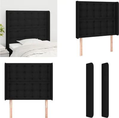 Produktbild von vidaXL Kopfteil mit Ohren Schwarz 83x16x118/128 cm Stoff - Kopfteil - Kopfteile - Bett-Kopfteil - Bettkopfteil