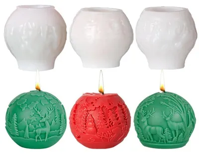Produktbild von 3 Stück Weihnacht Kerzenform Silikon 3D Gießform für Duftkerze Seife