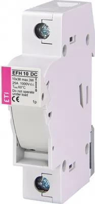 Imagen del producto de Base para fusible 1P, 25A, 1000V DC, 10x38mm, modelo EFH 10 DC, número de artículo 002540201