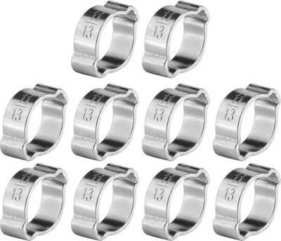 Image de 10pcs Collier de serrage à deux oreilles en fer galvanisé 5?23mm pour tuyau d'essence Fule (11?13MM)