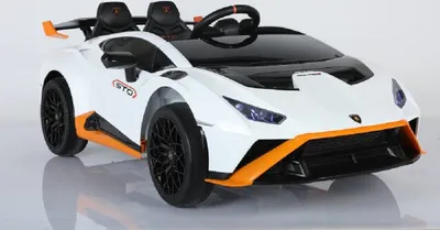 Produktbild von Elektro Kinderauto "Lamborghini Huracan STO" - lizenziert - 12V7A Akku, 2 Motoren- 2,4Ghz Fernsteuerung, MP3, Ledersitz+EVA-Weiss