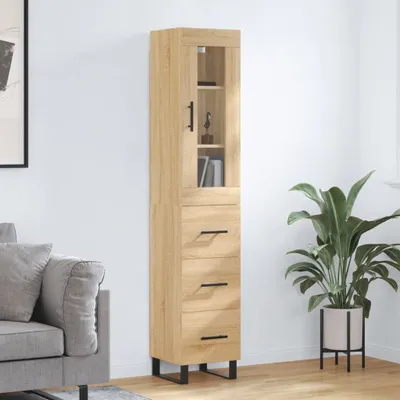 Produktbild von "Rabatt" Mehrzweckschrank/Vitrine/ Highboard - Modernes Design - Sonoma-Eiche 34,5x34x180 cm Holzwerkstoff - Kommoden CC8714