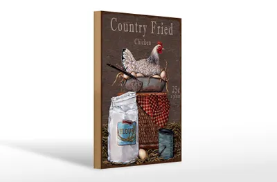 Produktbild von Holzschild Spruch 20x30cm Huhn country Fried Chicken