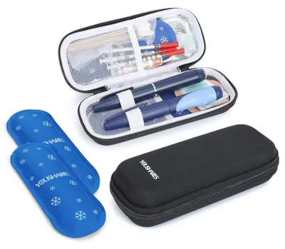 Produktbild von Kühltasche für Insulin mit 2 Kühlakkus, Diabetiker Tasche für Medikamente, Reisen, Schwarz
