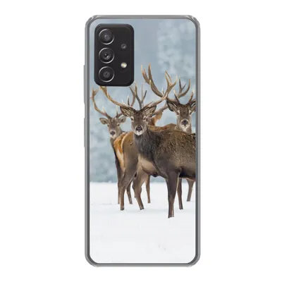 Produktbild von MuchoWow® Handyhülle Schutzhülle Hülle für Samsung galaxy a73 Hirsche - Tiere - Schnee - Winter - Landschaft - Natur Silikon Softcase Handy Hülle - Handyhülle