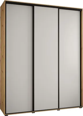 Produktbild von MEBLE KRYSPOL Cannes 1 Schrank mit 3 Schiebetüren - 205,2x190x45 cm - Artisan Weiß Schwarz