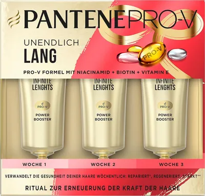 Produktbild von Pantene Pro-V Power Booster Haarpflege Ampullen Unendlich Lang 3 x 15 ml Stärken & Reparieren