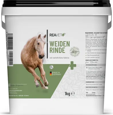 Produktbild von REAVET Weidenrinde geschnitten für Pferde 1kg – Naturrein in , Unterstützt Gelenke, Immunsystem & oxidativen Stress I Salicin I Aus Silberweide Rinde, Ohne Zusätze