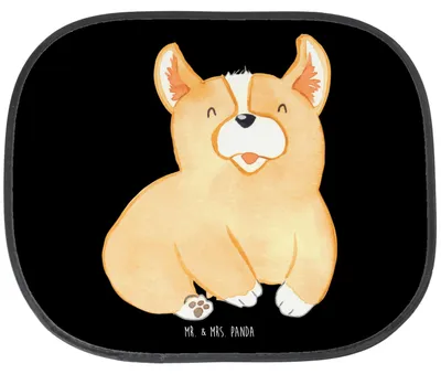Produktbild von Mr. & Mrs. Panda Sonnenschutz Auto Corgie - Schwarz - Geschenk, Sprüche, Süß, Sonnenblende, Spruch, Hund, Hitzeschutz, Bellen, für, Lebensfreude, kfz
