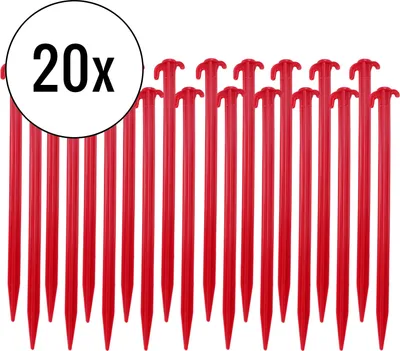 Produktbild von Zeltheringe für Weichboden 20er Set, rot, 30 cm, Kunststoff