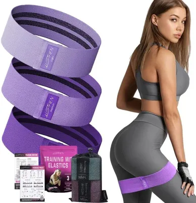 Image de Bandes de résistance pour les jambes et les fesses, lot de 5, différentes résistances, pour le fitness et le yoga