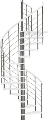 Produktbild von Minka Spindeltreppe Venezia weiß lackiert mit Handlauf und UK in silber Ø120cm bis 305,5cm Geschosshöhe